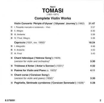 CD Henri Tomasi: Complete Violin Works 588193