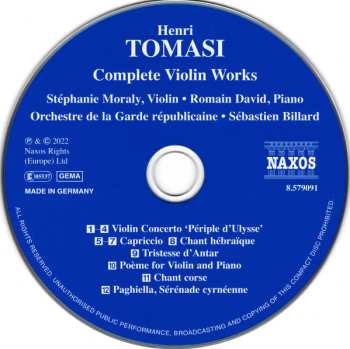 CD Henri Tomasi: Complete Violin Works 588193