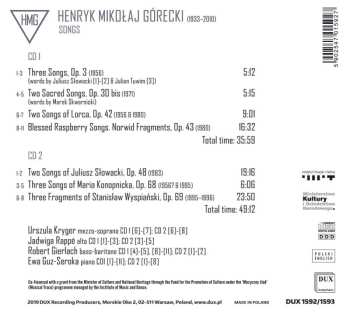 2CD Henryk Górecki: Songs 556999