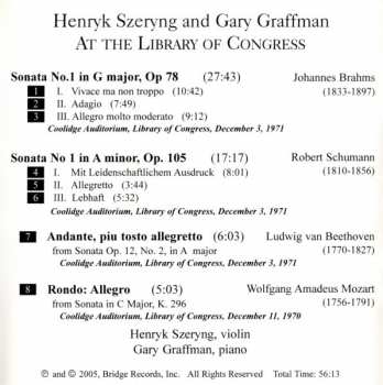 CD Henryk Szeryng: Henryk Szeryng & Gary Graffman At The Library Of Congress 96320