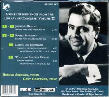 CD Henryk Szeryng: Henryk Szeryng & Gary Graffman At The Library Of Congress 96320