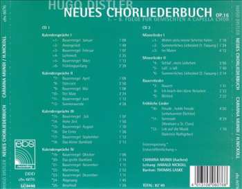 2CD Hugo Distler: Neues Chorliederbuch Op.16 - 1.-8. Folge Für Gemischten A Capella Chor 559503