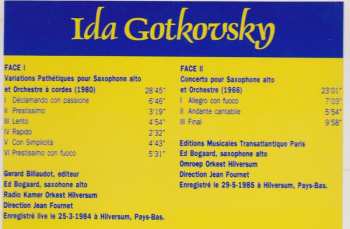 LP Ida Gotkovsky: Variations Pathétiques Pour Saxophone Alto Et Orchestre À Cordes / Concerto Pour Saxophone Alto Et Orchestre 432907