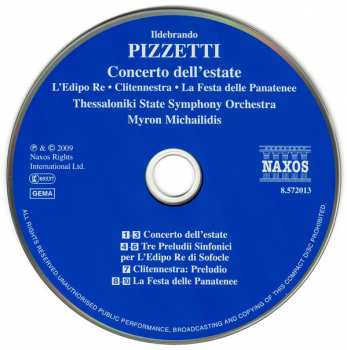 CD Ildebrando Pizzetti: Concerto Dell'Estate • L'Edipo Re • Clitennestra • La Festa Delle Panatenee 116356