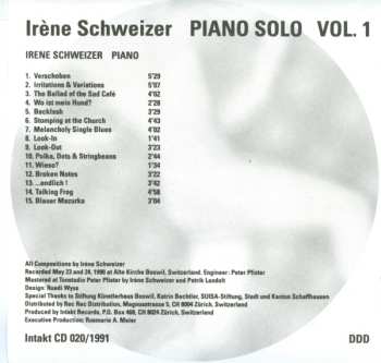 CD Irene Schweizer: Piano Solo Vol. 1 599747