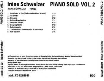 CD Irene Schweizer: Piano Solo Vol. 2 575135