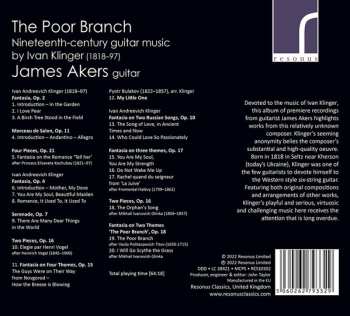 CD Ivan Klinger: The Poor Branch (Nineteenth-Century Guitar Music By Ivan Klinger) 588248