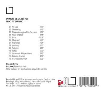 CD Ivano Leva: Hic Et Nunc (Real-Time Compositions For Solo Piano) 574094