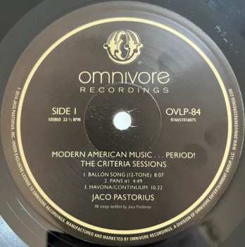 LP Jaco Pastorius: Modern American Music...Period! The Criteria Sessions 571191