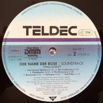 LP James Horner: Der Name Der Rose (Soundtrack) 645542