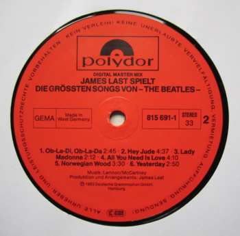 LP James Last: James Last Spielt Die Grössten Songs Von John Lennon, Paul McCartney, Ringo Starr, George Harrison - The Beatles 543217