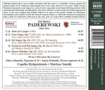 CD Ignacy Jan Paderewski: Songs And Mélodies / Suite In G Major / Nocturne 646522