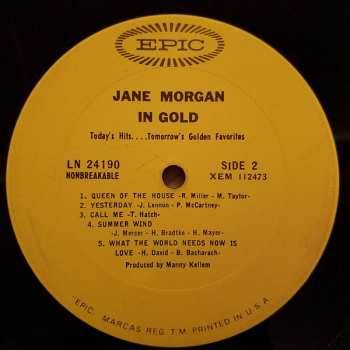 LP Jane Morgan: Jane Morgan In Gold Today's Hits...Tomorrow's Golden Favorites 596998