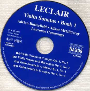 CD Jean Marie Leclair: Violin Sonatas • Book 1: Nos. 1-4 274808