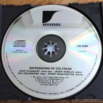 CD Jean Toussaint: Impressions Of Coltrane 555150