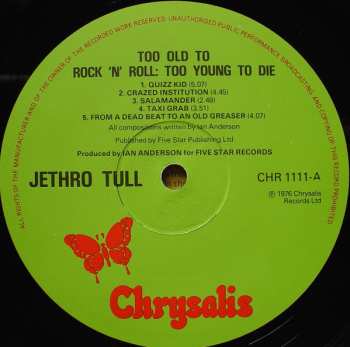 LP Jethro Tull: Too Old To Rock 'N' Roll: Too Young To Die! 663790