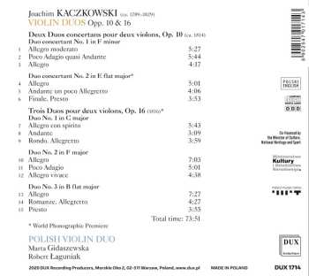 CD Joachim Kaczkowski: Violin Duos Opp. 10 & 16 500624