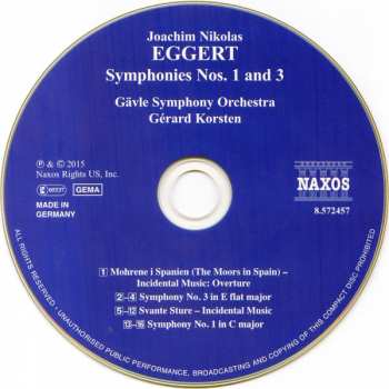 CD Joachim Nikolas Eggert: Symphonies Nos. 1 & 3, And Incidental Music To Svante Sture - Gérard Korsten 301886