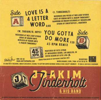 SP Joakim Tinderholt & His Band: Love Is A 4 Letter Word B/W You Gotta Do More LTD 86852