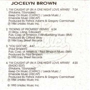 CD Jocelyn Brown: I'm Caught Up (In A One Night Love Affair) / Picking Up Promises (Remix) / You Got Me 646804