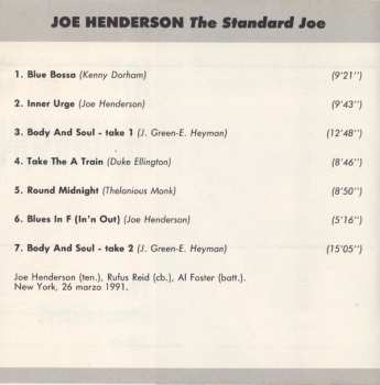 CD Joe Henderson: The Standard Joe 553216