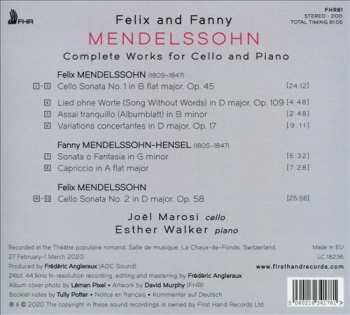 CD Joel Marosi: Felix And Fanny Mendelssohn: Complete Works For Cello And Piano 575480