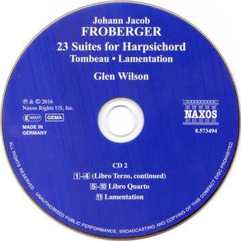 2CD Johann Jakob Froberger: 23v Suites For Harpsichord 460624