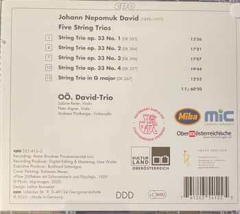 CD Johann Nepomuk David: Five String Trios 599715