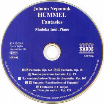 CD Johann Nepomuk Hummel: Fantasies 547915