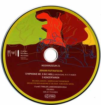 CD Johann Rufinatscha: Symphonie Nr. 3 in c-Moll, 3 Konzertarien 191872