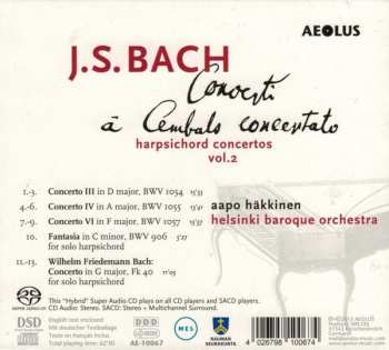 SACD Johann Sebastian Bach: Concerti À Cembalo Concertato Vol. 2 335504