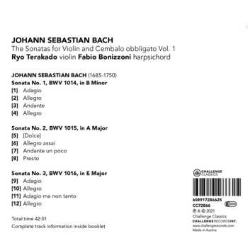 CD Johann Sebastian Bach: The Sonatas For Violin And Cembalo Obbligato Vol. 1 561203