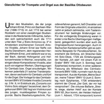 CD Johann Sebastian Bach: Glanzlichter Für Trompete Und Orgel Aus Der Basilika Ottobeuren 497655