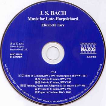 2CD Johann Sebastian Bach: Music For Lute-Harpsichord 301334