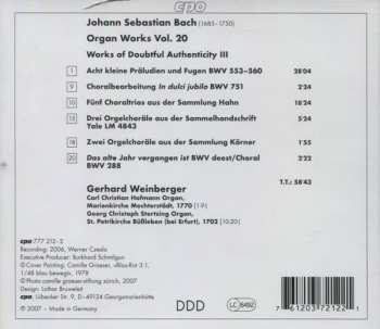 CD Johann Sebastian Bach: Organ Works Vol. 20 190015