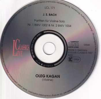 CD Johann Sebastian Bach: Partiten Für Violine Solo BWV 1002 & No. 2 BWV 1004 474773