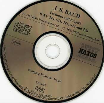 CD Johann Sebastian Bach: Preludes & Fugues BWV 536, 541, 542, 544 And 546 664620