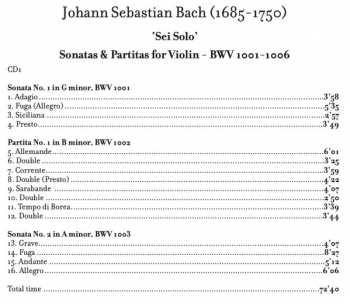 2CD Johann Sebastian Bach: Sei Solo - Sonatas & Partitas For Violin 330348