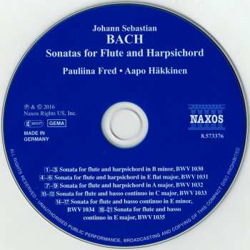 CD Johann Sebastian Bach: Sonatas For Flute And Harpsichord 229806