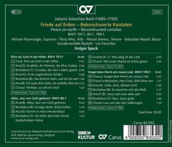 CD Johann Sebastian Bach: Friede Auf Erden - Rekonstruierte Kantaten BWV 197.1, 80.1, 190.1 621059