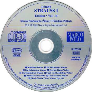 CD Johann Strauss Sr.: Johann Strauss I:  Edition • Vol. 14 454084