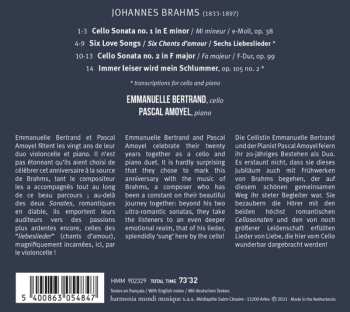 CD Johannes Brahms: Sonatas & Liebeslieder For Cello And Piano 563805