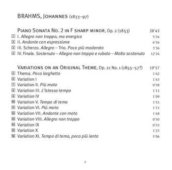 SACD Johannes Brahms: Piano Sonata No. 2; Variations; Three Intermezzi; Scherzo 597797