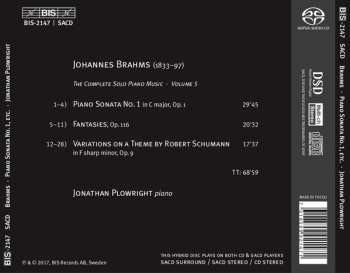 SACD Johannes Brahms: Seven Fantasies, Op. 116; Schumann Variations, Op. 9; Piano Sonata No. 1, Op. 1 597805