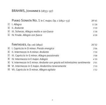 SACD Johannes Brahms: Seven Fantasies, Op. 116; Schumann Variations, Op. 9; Piano Sonata No. 1, Op. 1 597805