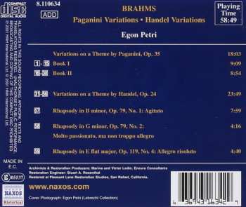 CD Johannes Brahms: Paganini Variations • Handel Variations 326639