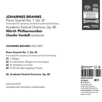 SACD Johannes Brahms: Piano Quartet No. 1, Op 25 Transcribed for Symphony Orchestra by Arnold Schönberg 561165