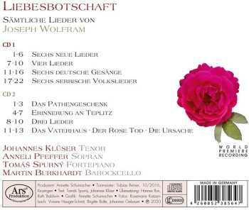 2CD Anneli Pfeffer: Liebesbotschaft: Sämtliche Lieder von Joseph Wolfram 588784