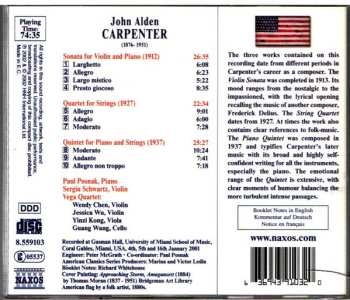 CD John Alden Carpenter: Sonata For Violin And Piano, String Quartet, Piano Quintet 459035