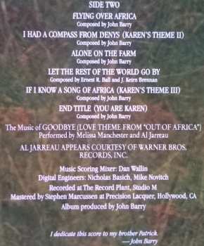 LP John Barry: Out Of Africa (Music From The Motion Picture Soundtrack) 629476